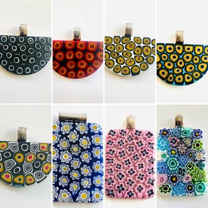 Vintage Venetian Murano Glass Handblown Millefiori Pendant made by Ercole Moretti, DIY Jewelry Making