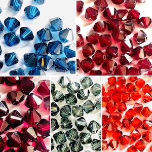 5mm Swarovski 5301 Satin Bicone Crystal (12) Beads -Hyacinth, Siam, Ruby, Capri Blue, Indian Sapphire, DIY Jewelry, Spacer