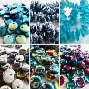 6mm Blue Top Drilled One Hole Lentil Beads (25 Pieces)