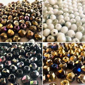 3mm Czech Fire Polish Multi Tone Beads - Round Faceted  (50 Beads), DIY Jewelry Making, Crafts