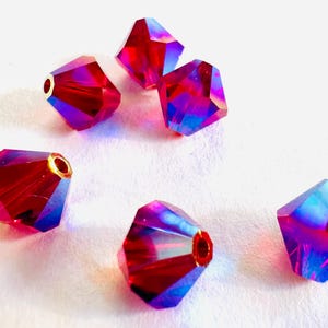 8 mm Swarovski 5301/5328 AB 2X perles de cristal bicones Xilion facettées - (6) pièces, fabrication de bijoux DIY Siam AB2X