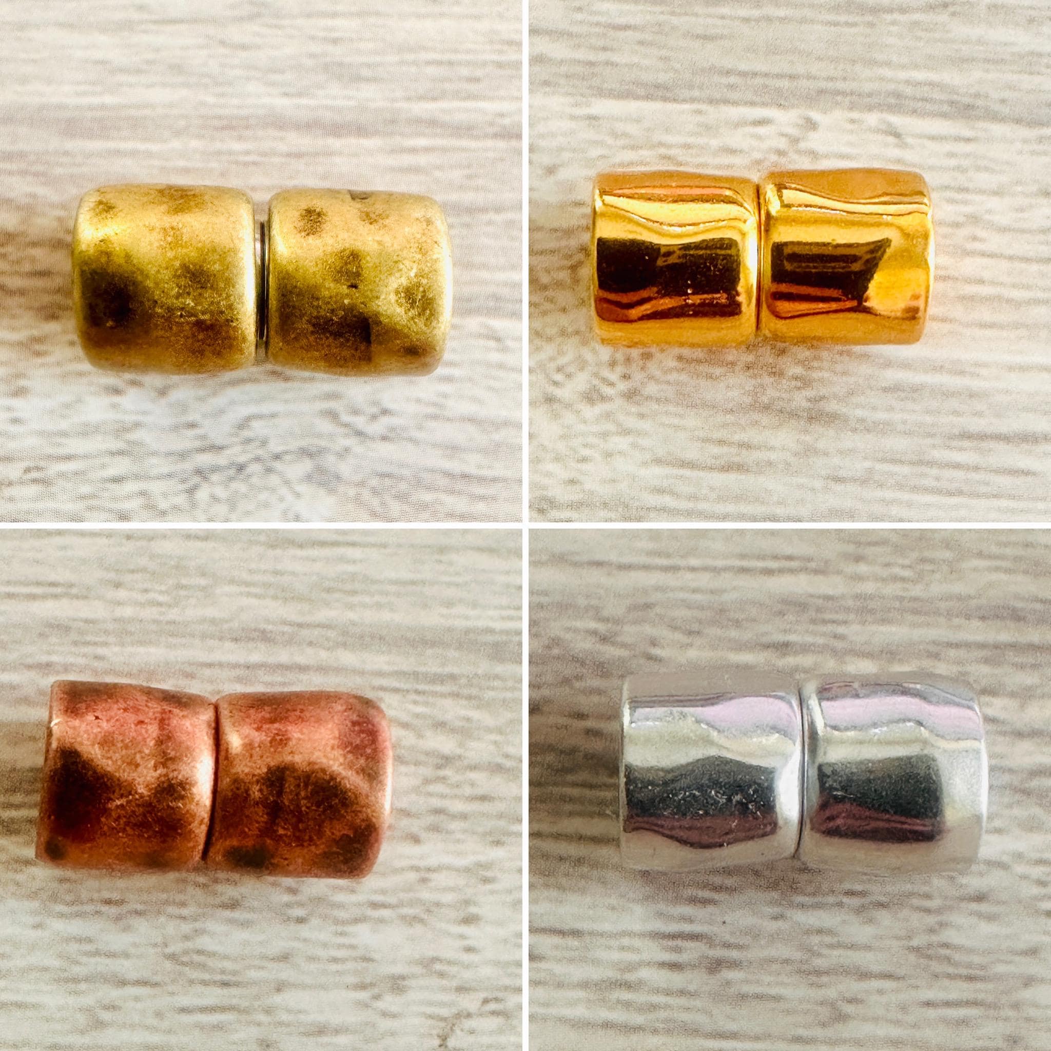 Hammered Magnetic Clasp Hypoallergenic - 8mm Inner Diameter, DIY
