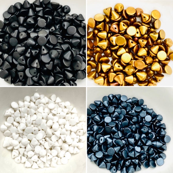 4mm Button Beads  (100 pieces) - Czech Glass Cone Shape Available in 4 Colors