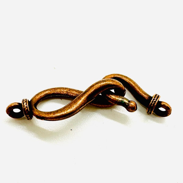Copper Hook and Eye Infinity Clasp (loops on both ends for attachment)