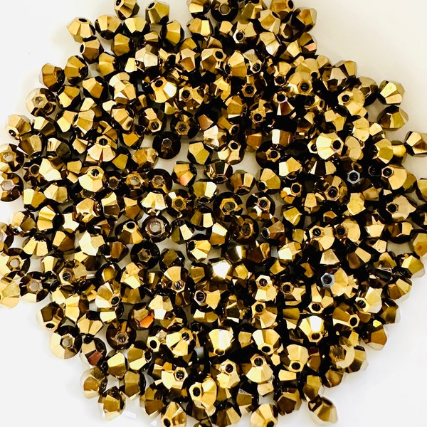 3mm or 4mm Swarovski 5301 Bicone Crystal Beads - Crystal Dorado 2X