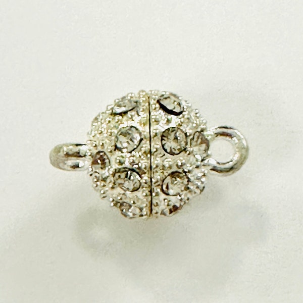 9mm Silver Pave Magnetic Ball Clasp