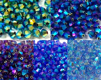 4mm Swarovski AB2X 5328 Bicone Crystal Beads- Comes in multiple colors