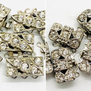 VINTAGE Rhinestone Box Clasps - either 3 or 4 strand, Art Deco, Elegant