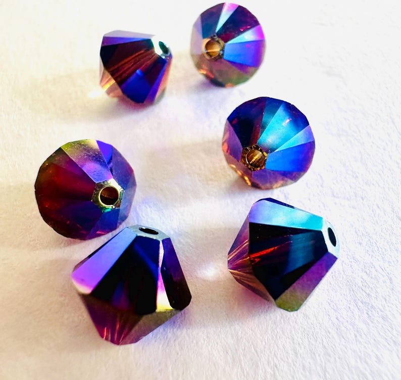 8 mm Swarovski 5301/5328 AB 2X perles de cristal bicones Xilion facettées - (6) pièces, fabrication de bijoux DIY Mocca AB2X