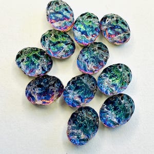 Backlit Petro Czech Glass 2 Hole Oval 8 x 6mm Baroque Rosetta Cabochon Beads (15 beads), DIY Jewelry Making, Beading