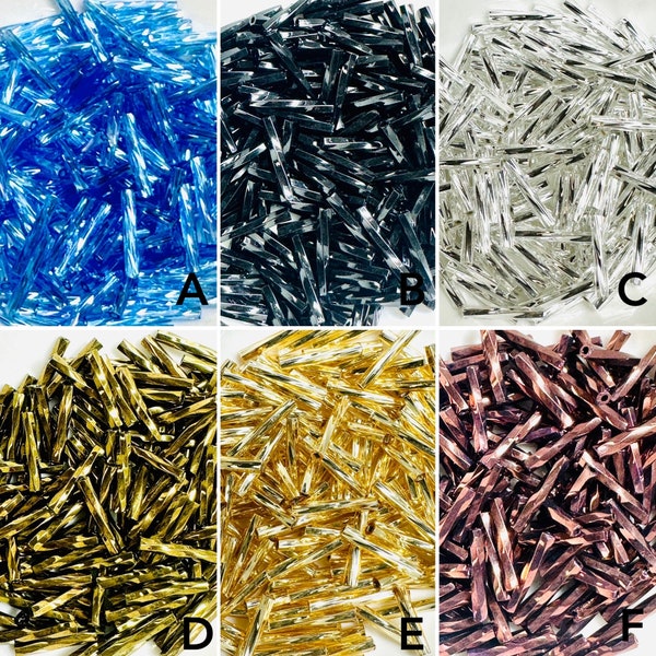 12mm Japanese Long Twisted Bugles (10 grams - approx. 185 beads)