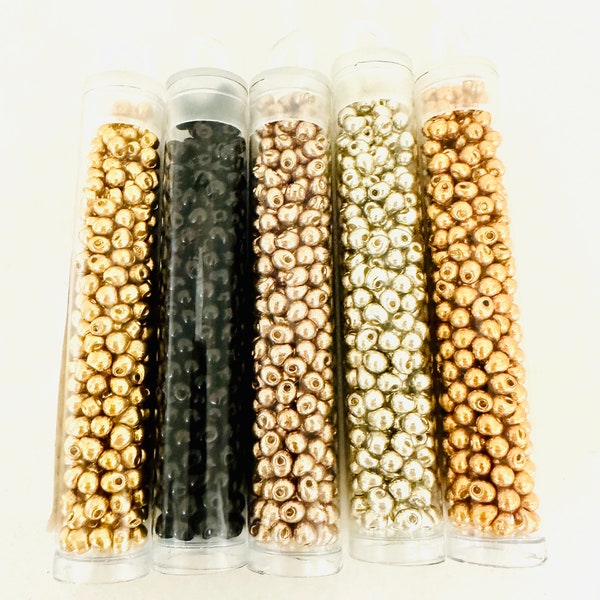 Miyuki 3.4mm Drop Beads (14 grams) - CHOOSE from 5 Metallic Colors