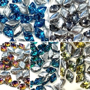 Czech Glass Backlit GemDuos Two Hole Beads - 8+grams (approx. 65 beads), DIY Crafts, Beading, Embroidery