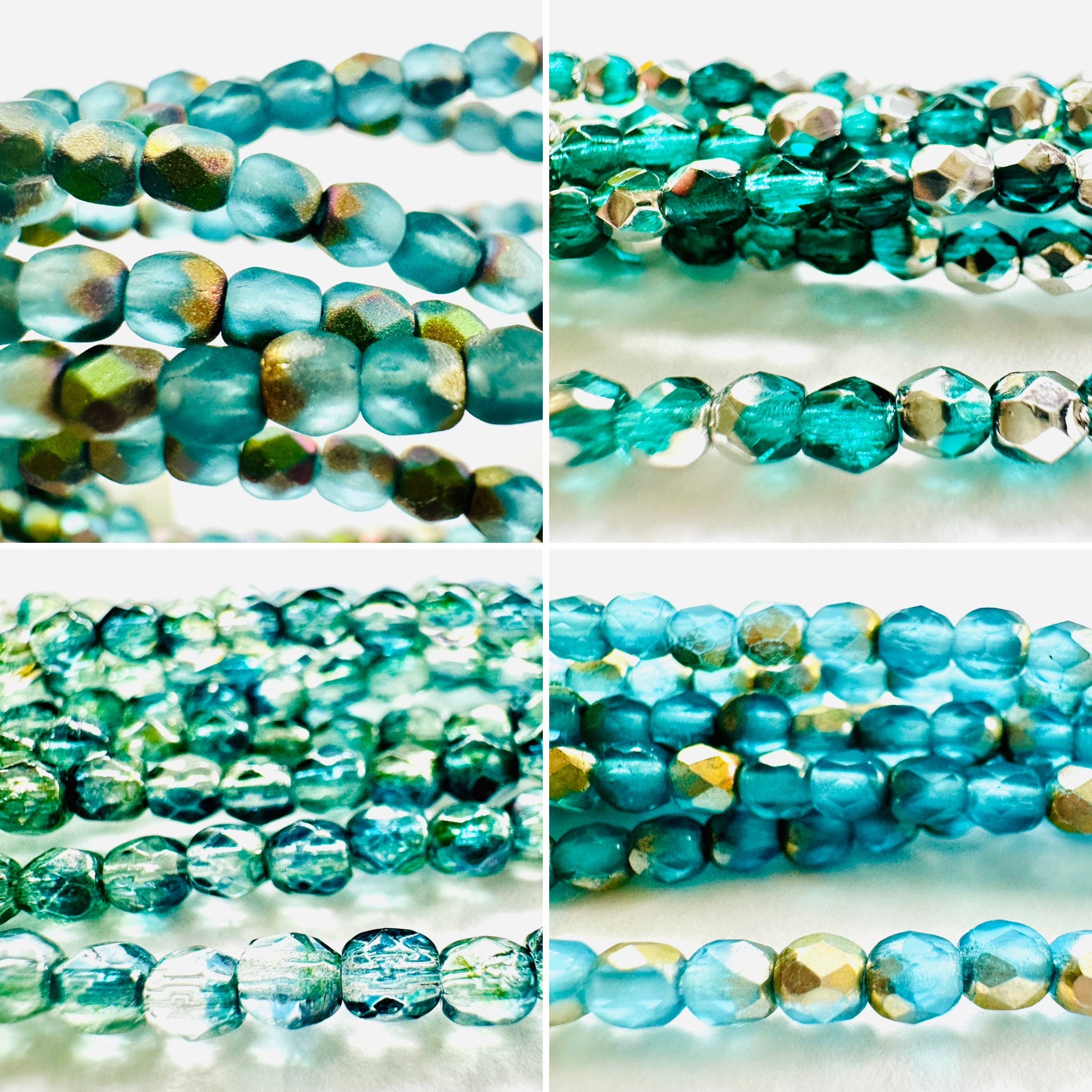 100 Perline In Vetro Ceco Sfaccettato - 8 Mm, Lucidate A Fuoco, Colore Smalto Blu - 3