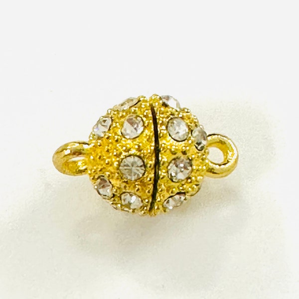 9mm Gold Pave Magnetic Ball Clasp