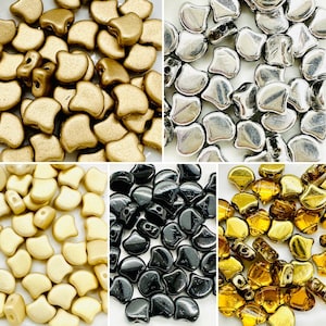 Ginkgo Two Hole Czech Glass Beads (30 beads)