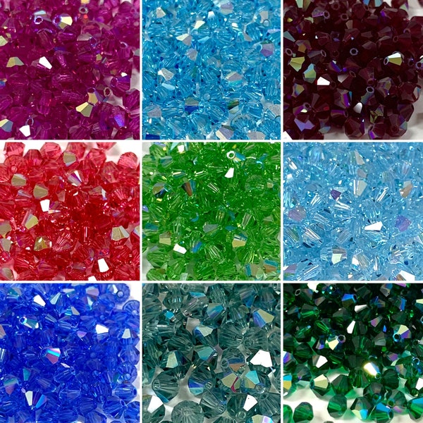 4mm AB Swarovski 5328 Bicone Crystal Beads- Comes in multiple colors