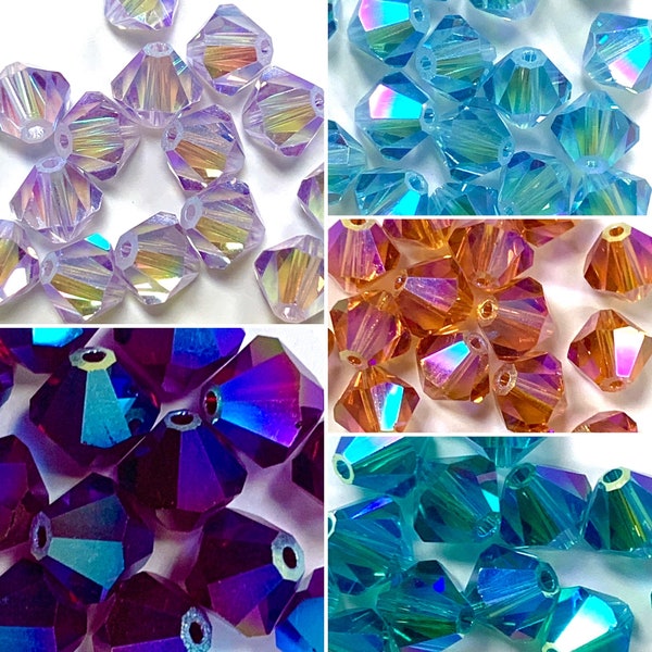 6mm Swarovski 5328 AB 2X Bicone Crystal Beads- Comes in multiple colors