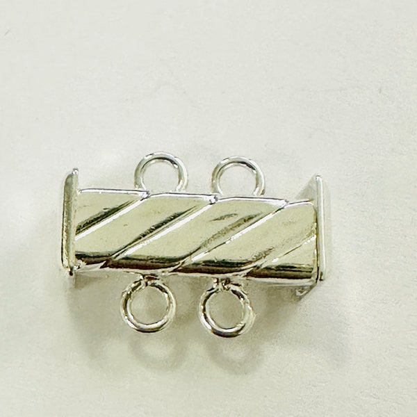 Fluted 2 Strand 17mm Silver Plated Slide Clasp