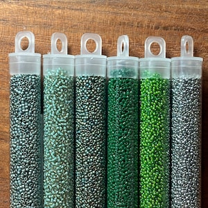 Green MIYUKI Japanese 15/0 Seed Beads (3&quot;tube @ 14 gm) - Choose your COLOR, perfect for beading
