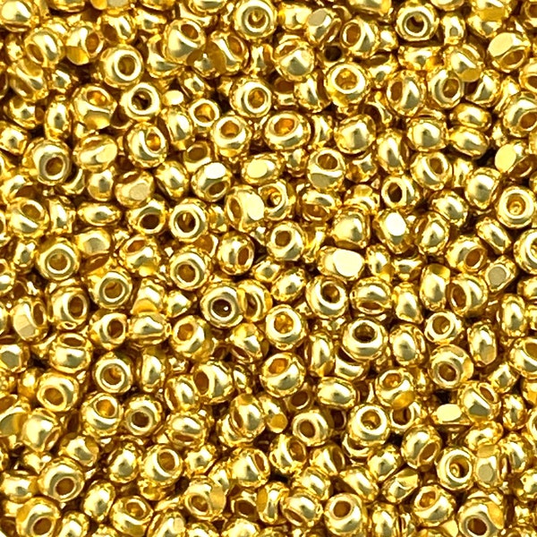 24KT Gold  13/0 Faceted Charlotte Seed Beads  (5 grams) - Rare & Vintage