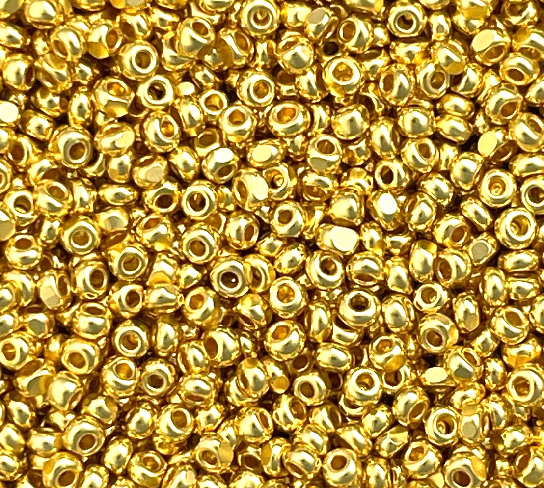 24KT Gold 13/0 Faceted Charlotte Seed Beads (5 grams) - Rare & Vintage