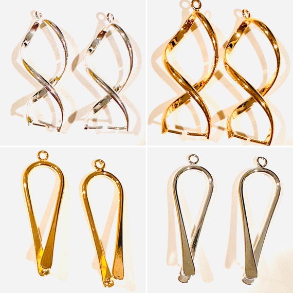 Add a Bead Earring/Pendant Pinch Bail Set of 2 - Gold or Silver Twist or Ice Pick