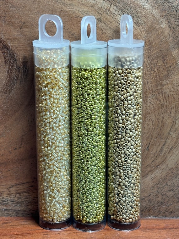 Miyuki and TOHO 15/0 Gold Seed Beads (3"tube @ 14 gm) - Choose your COLOR, perfect for beading