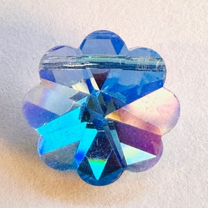 12mm Light Sapphire AB RARE Vintage Swarovski Art 5110 Margarita Crystal Daisy Flower Pendant