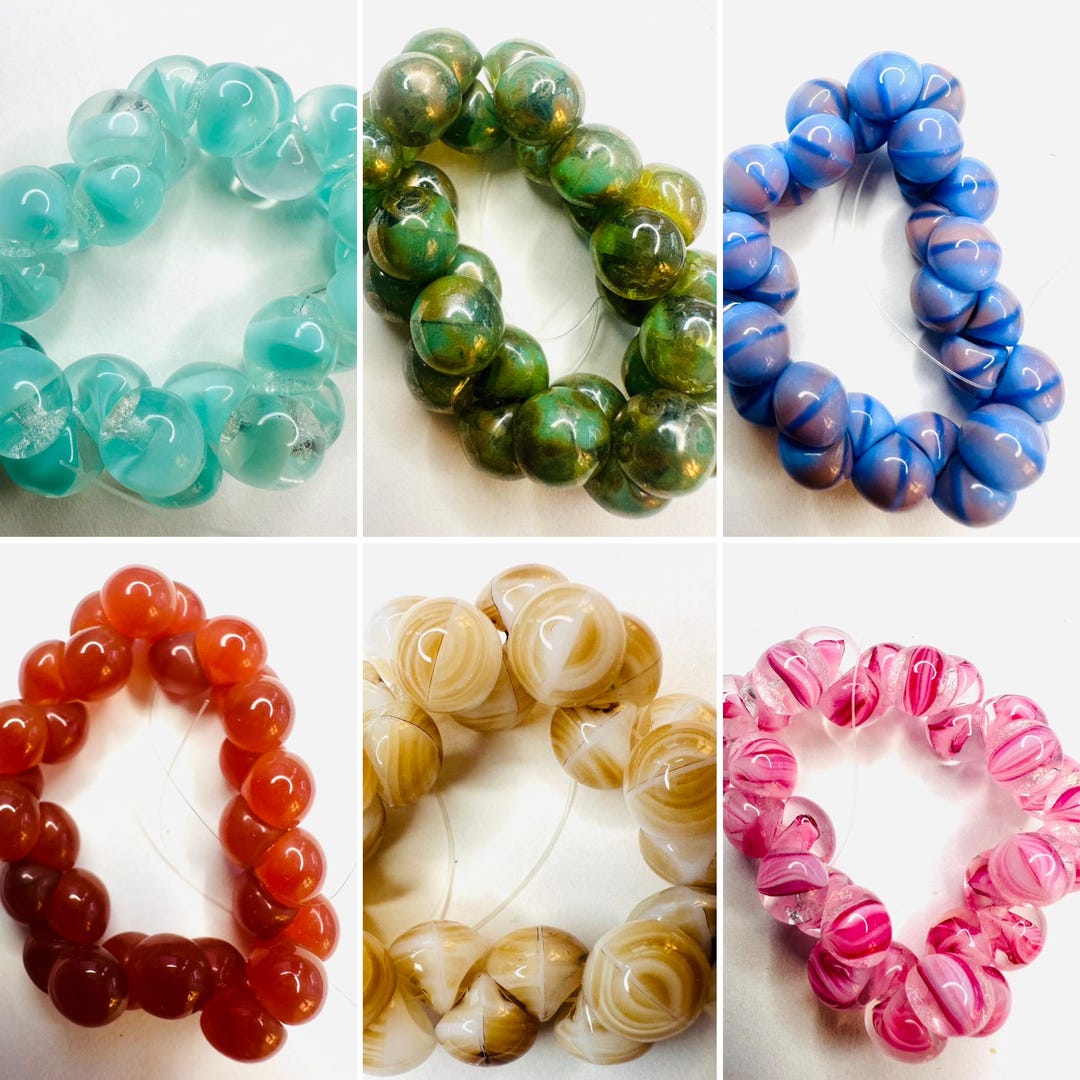 9mm Handmade Glass Top Drilled Czech Rounds Mushroom Button Beads (30 ...