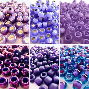 6/0 (4mm) Purple MIYUKI or TOHO Seed Beads (6&quot;tube @ 30 gm) - Choose your COLOR, Perfect for Beading, Large Hole