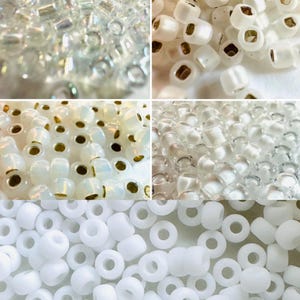 White/Opal Japanese Seed Rocaille Beads 11/0 (2mm) or 8/0 (3mm) or 6/0 (4mm) , LARGE 6" tubes @30 grams, DIY J
