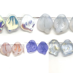 Czech Glass Peony Petal Beads (15x12mm) - 15 Pieces- Choose From Five Colors
