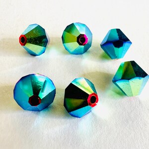 8 mm Swarovski 5301/5328 AB 2X perles de cristal bicones Xilion facettées - (6) pièces, fabrication de bijoux DIY Jet AB2X
