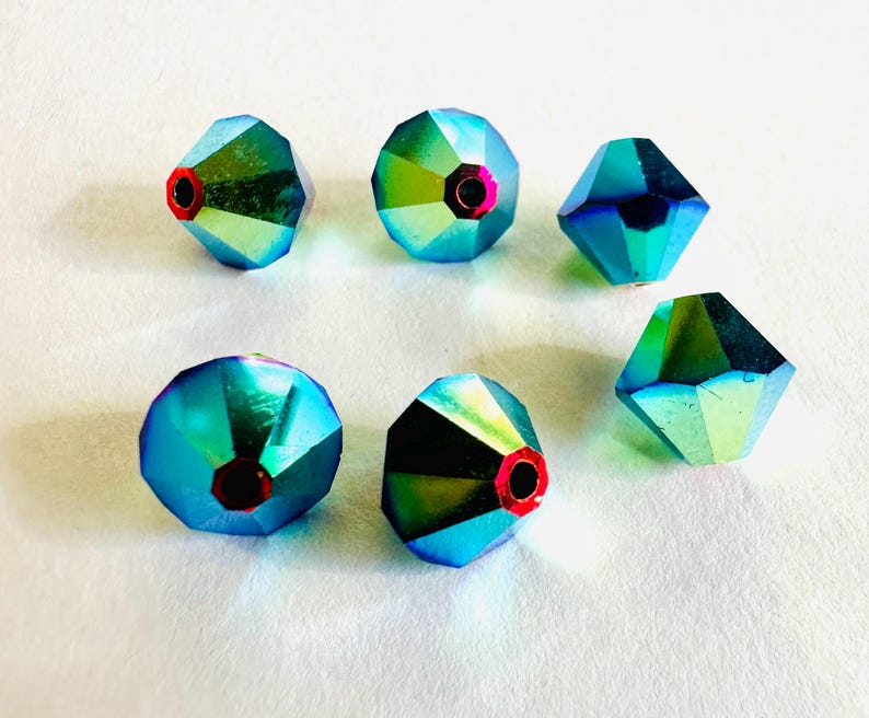 8 mm Swarovski 5301/5328 AB 2X perles de cristal bicones Xilion facettées - (6) pièces, fabrication de bijoux DIY Jet AB2X