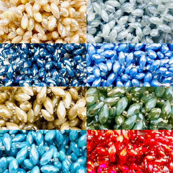 Crystal Faceted Briolette Beads (top-drilled) - Available in 8 Colors (10 per bag)