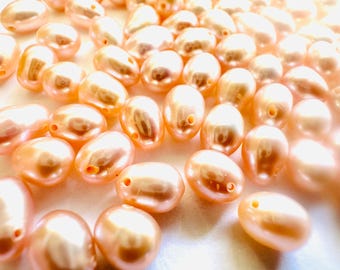 Perles d'eau douce rose poudré de qualité AAA, percées (100 perles) - Pour la fabrication de bijoux DIY