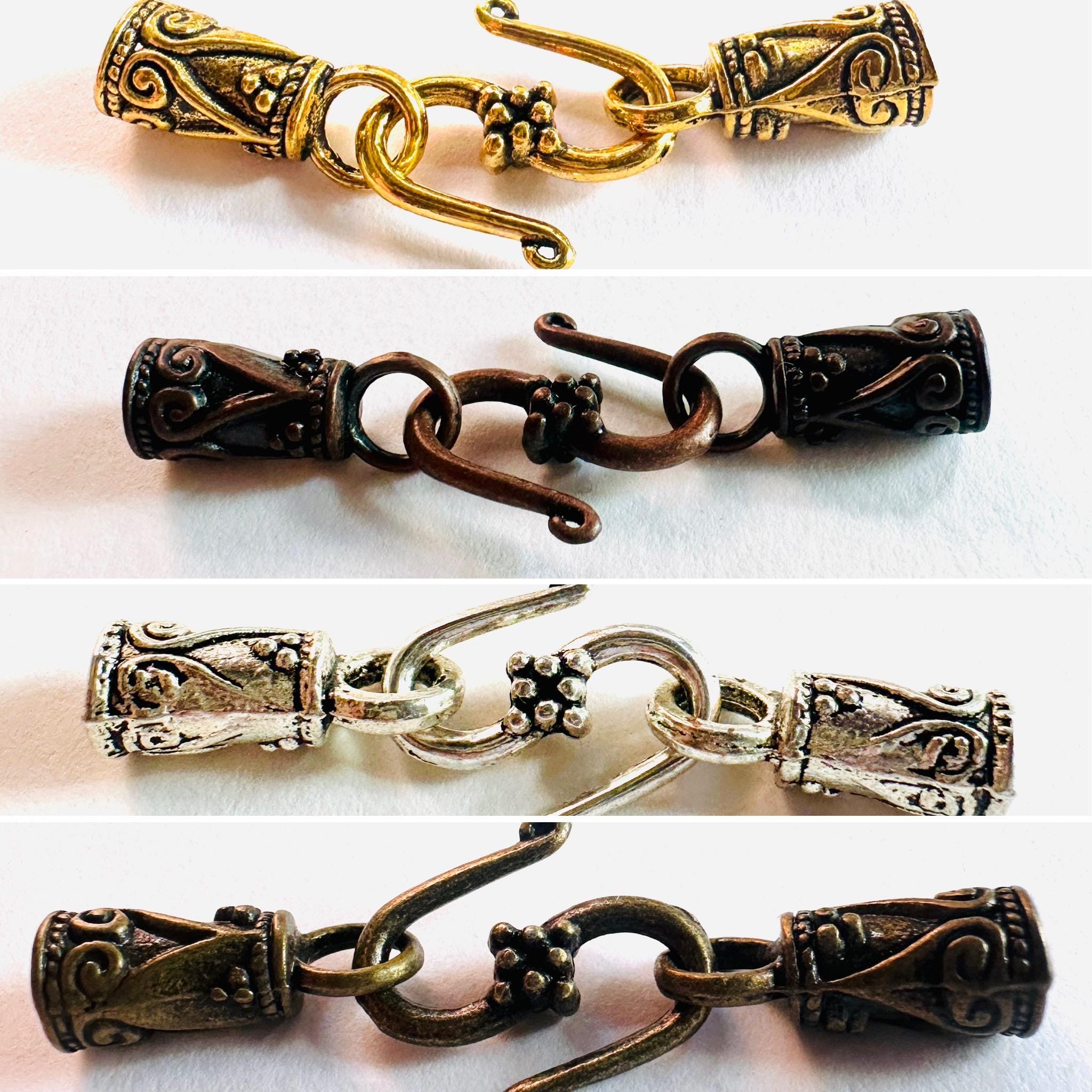 End Bead Caps With S Hook Clasp Set (gold or Silver), DIY Kumihimo