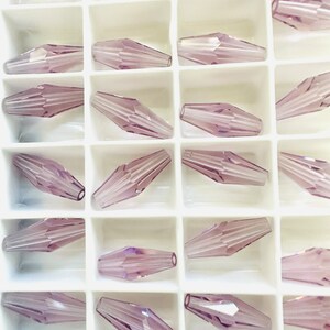 Vintage Swarovski 5205 15mm Light Amethyst Elongated Bicone Beads (Set of 4)