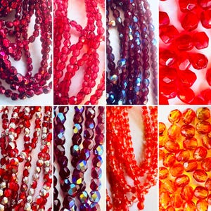 4mm Red Czech Glass Fire Polish Strand - Round Faceted (50 Beads), DIY Jewelry Making