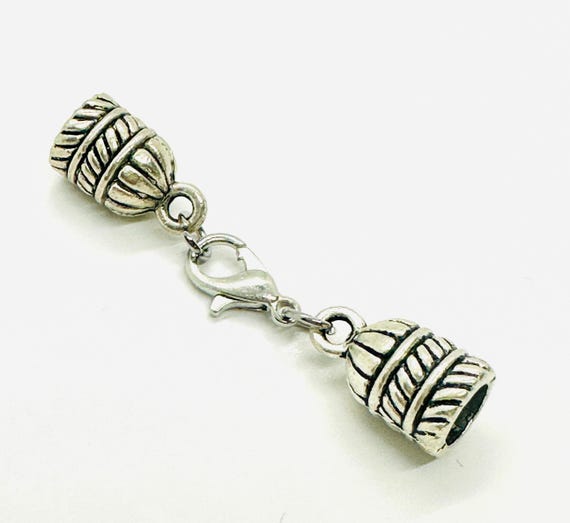 Antique Silver 6mm ID Cord End Cap Complete Lobster Clasp Set