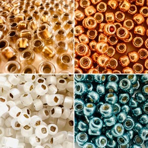 6/0 MIYUKI Or TOHO Round Seed Beads (20 grams @ 250 beads) - Choose from Rose Gold, Gold Lined, Matte Crystal White, or Metallic Seafoam