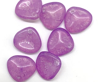 8mmx7mm Pressed Czech Glass Rose Petal Bead (50 pieces) - Violet Color