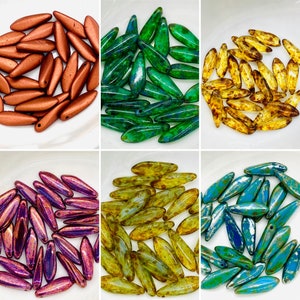1 Hole Czech Glass Daggers - 15 x 6mm (25bag)