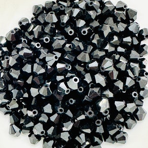 Preciosa 3mm OR 4mm Bicones Jet (20 pieces) - Perfect alternative to Swarovski 5301/5328