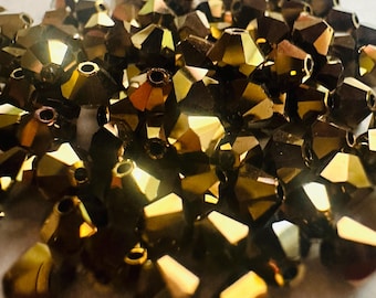 3mm or 4mm Swarovski 5301 Bicone Crystal Beads Crystal Dorado 2X (set of 20), DIY Beading
