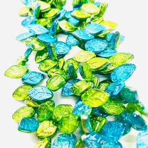 Laguna Celestial Top Drilled Czech Glass Leaves - 12 x 7mm (25 beads)