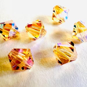 8 mm Swarovski 5301/5328 AB 2X perles de cristal bicones Xilion facettées - (6) pièces, fabrication de bijoux DIY Lt Peach AB2X