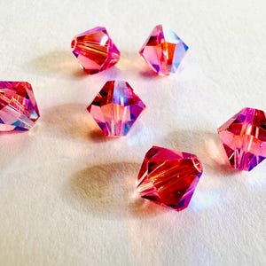 8 mm Swarovski 5301/5328 AB 2X perles de cristal bicones Xilion facettées - (6) pièces, fabrication de bijoux DIY Rose AB2X