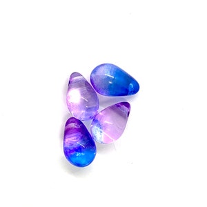 6 x 9mm Czech Glass Top Drilled Tear Drop Beads 25 pieces Pink-Purple-Blue